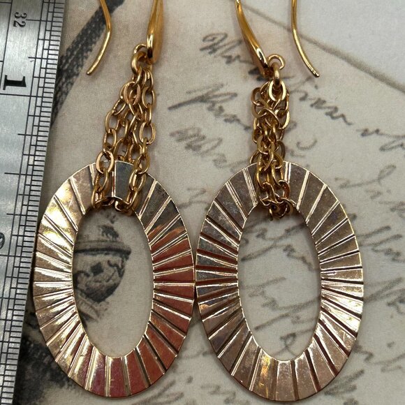 Milor Jewelry - New Long Signed Milor Bronze Italy Rose Yellow Gold Chandelier Pierced Earrings